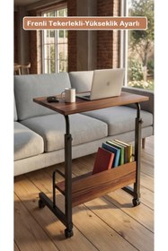 Resim DEHALİMİTED 60x40 Raflı Yükseklik Ayarlı Frenli Tekerlekli Laptop Sehpası Çalışma Masası 
