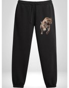 Resim Jaguar Sırtından Çıkan 3 İplik Erkek Baskılı Siyah Eşofman Altı Siyah 