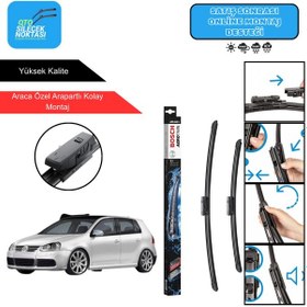 Resim Volkswagen Golf5 Uyumlu 2009-2012 Bosch Aerotwin Araca Özel Ön Silecek Takımı 600-475mm 