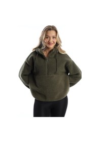 Resim Kadın Kapüşonlu Peluş Sweat Haki 