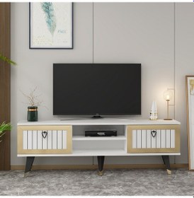 Resim Sandro Tv Ünitesi Tv Sehpa Beyaz-altın 