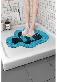 Resim Balık Banyo Paspası Kaymaz Taban Yumuşak Esnek Paspas Islak Zemin Hijyenik Paspas 40x60 Cm Mavi 