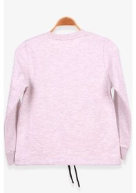 Resim Kız Çocuk Sweatshirt Incili Taşlı Beli Bağcıklı Bej Melanj (6-12 