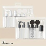Resim 11 parça/set PET Siyah ve Beyaz Seyahat Taşınabilir Bölümlü Şişeler Şampuan, Banyo Jeli, Tonik, Losyon ve Esans Bölümlü Set 
