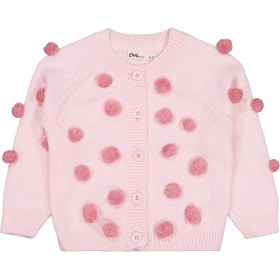 Resim Civil Girls Civil Kız Çocuk Ponponlu Hırka Triko Düz Desenli Pembe Uzun Kol 2-3 Yaş 