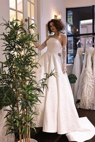 Resim Valerie Straplez Dantel İşlemeli Prenses Model Gelinlik - Kırık Beyaz / 36 