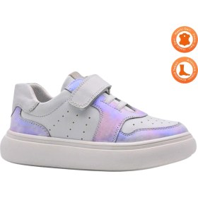 Resim Kids A More Bella Tek Cırtlı Hakiki Deri Kız Çocuk Ayakkabı Beyaz-Lila 