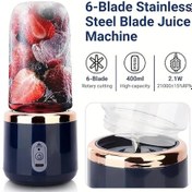 Resim Honeybeeshop Mavi Taşınabilir Blender 430 Gram Kapasiteli Usb Şarj Edilebilir 6 Bıçaklı Paslanmaz Çelik Kişisel Karıştırıcı 