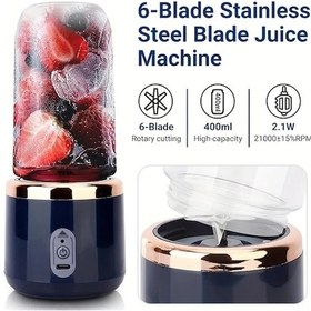 Resim Honeybeeshop Mavi Taşınabilir Blender 430 Gram Kapasiteli Usb Şarj Edilebilir 6 Bıçaklı Paslanmaz Çelik Kişisel Karıştırıcı 