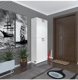 Resim Kenzlife Ayakkabılık Ayakkabı Dolabı Kilitli Gutan Byz 180 70 32 Kapaklı Ofis Dolabı İki Bölme 