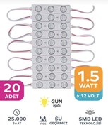 Resim Point 3 Ledli Parmak Led Modül 1.5w 2835 Smd Mercekli 12v-20 Adet Beyaz 