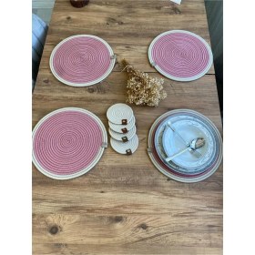 Resim Jütex Home Jüt Hasır Amerikan Servis Supla ve Bardak Altı 8 Parça 