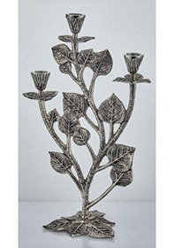 Resim Leaf 3 Lıghts Candle Holder Nıckel Antıque 25,5x15,5x43 Cm Gümüş 