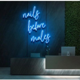 Resim Nails Before Males Yazılı Neon Tabela Turkuaz 