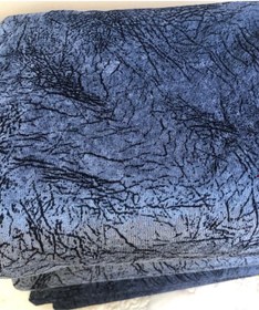 Resim Süngerli Koltuk Çekyat Örtüsü Damar Desenli Parlak Lacivert 