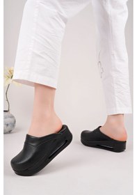 Resim Air Taban Dolgu Topuklu Ortopedik Hastane Hemşire Kadın Terlik S Siyah 