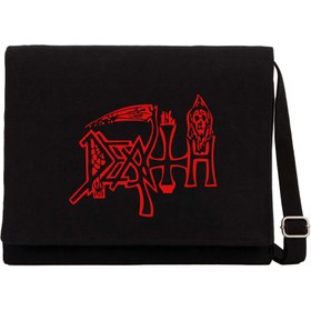 Resim Death Logo Siyah Kanvas Postacı Çantası - Siyah 
