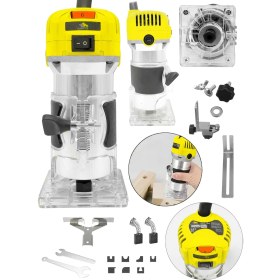 Resim Daflong 6 Kademe Devir Ayarlı Formika Traşlama Freze Makinesi 6 mm + 12 Adet Uç - Sarı 