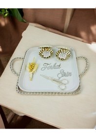 Resim Spark Gümüş Söz Tepsisi Ve Damat Kahve Fincanı Gold Gold 