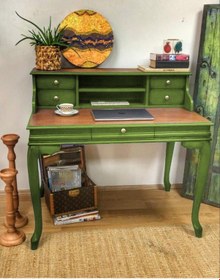 Resim Masifart_Mobilya Masifart Sema Ahsap Calisma Masası 110 Cm Yeşil Eskitme 