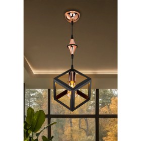 Resim Lumen İstanbul Küp Tekli Sarkıt Siyah Bakır Karo 