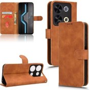 Resim İtel P65 İçin Cüzdanlı Kapak Yan Toka Kart Yuvaları Tutucu Pu Deri Stand 