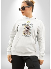 Resim Gerçeklikten Uzak Tutun Kadın Erkek Beyaz Kapüşonlu Sweatshirt Hoodie Beyaz 