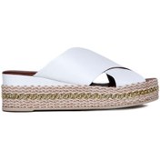 Resim Bueno Shoes Beyaz Deri Kadın Espadril Terlik 01wq5907 