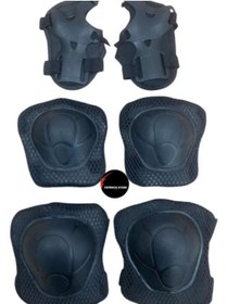 Resim tosbai Siyah Dizlik Dirseklik Ellik Takımı, 5-12 Yaş -Bisiklet, Scooter, Koruyucu Dizlik Dirseklik Set 