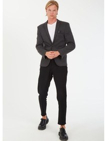 Resim Sposo G-222 Tek Düğme Tek Yırtmaç Dar Kalıp Füme Erkek Blazer Ceket Füme 