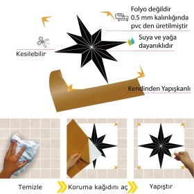 Resim Tink Kendinden Yapışkanlı Altın Yıldız Desenli Pvc Karo 30X30 cm 