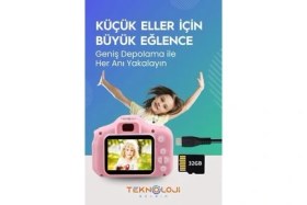 Resim Çocuk Kamerası Dijital Fotoğraf Makinesi Mini 1080P Hd Kamera Hafıza Kart Hediyeli 