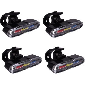 Resim 4x USB Şarj Edilebilir Ön Arka Bisiklet Işık Lityum LED Bisiklet Arka Lambası Bisiklet Kask Işık (Yurt Dışından) 