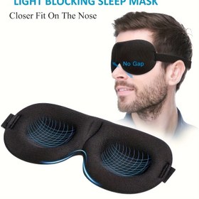 Resim 1 adet Unisex Uyku Maskesi, 3D Işık Engelleyici Göz Maskesi, Rahat Polyester, Sırtüstü ve Yan Uyuyanlar için İdeal, Düz Renk, Siyah, Yoga Silikon Göz Yastığı 