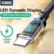 Resim Ultra Hızlı 120W/6A Şarj Kablosu, LCD Watt Dijital Ekran, USB-A'dan Type-C PD Kablo, Naylon Veri Senkronizasyonu, iPhone, Redmi, POCO ve Tesla Uyumlu 