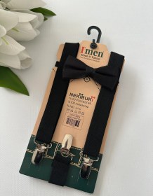Resim Erkek Çocuk Siyah Papyon Askı Set 