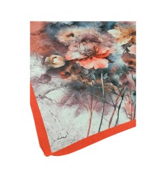 Resim Mim Eşarp Enba Çiçek Desenli Pamuklu Eşarp 90x90 Cm Turuncu 
