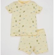 Resim DeFacto Erkek Bebek Pijama Takımı Dinazor Desenli Penye Kısa Kollu Üst Şort C5200A524HSYL450 Sarı 