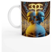 Resim Ikizler Burcu Baskılı Kahve Kupası - Zodyak Maskeli Balo Vs1 