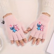 Resim Disney Sevimli Karikatür Stitch Desen Yarım Parmak Eldiven, Çift Amaçlı Yazma Sıcak ve Soğuk Dirençli El Koruma Eldiven, Yumuşak ve Rahat Kış Sıcaklığı İçin Uygun, Açık Hava Sporları Koşu Günlük Stil Moda Yaratıcı Tasarım Arkadaşlar, Aile, Arkadaşlar ve ' Doğum Günü, Sevgililer Günü, Noel, Cadılar Bayramı, Eldiven Kadınlar Kış 