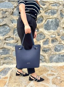 Resim Just Polo Kadın Yeni Sezon Yumuşak Deri Lüks El Çantası Shopper Lacivert 