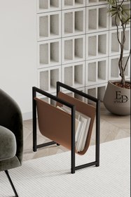 Resim ED Efelez Design Gazetelik , Dergilik , Coral Koltuk Yanı Düzenleyici , Siyah Metal - Taba Deri 