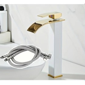 Resim Wangxi Siyah Altın Renkli Paslanmaz Çelik Bataryalı Modern Lavabo Musluğu 