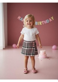 Resim Zekids Kız Bebek Kazayağı Desenli Şort Etek-16541 Pembe 
