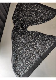 Resim Kadın Pamuklu Etnik Desenli Leopar Motifli Şal Gri Renği 