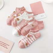 Resim 5 Çift Kadınlar İçin Şirin Pembe Çiçek Desenli - Yumuşak Pastel Günlük ve Resmi Çorap, İlkbahar/Sonbahar için Nefes Alabilir - Mükemmel Hediye 