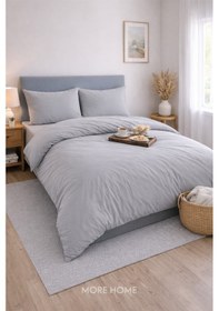 Resim More Home Tek Kişilik Lastikli Çarşaflı Nevresim Takımı Gri 