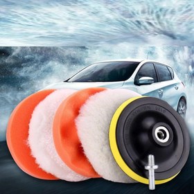 Resim 6 Parça Oto Pasta Cila Fırça Seti 12.5 Cm Büyük Boy Disk Aparatlı Far Kaput Jant Parlatma Fırça Set 