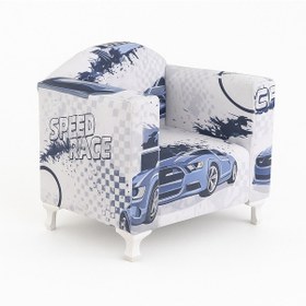 Resim Araba Temalı 0/6 Yaş Ayaklı Çocuk Koltuğu Beyazmavi 