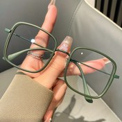 Resim Yeni Modaya Uygun Trendy Büyük Çerçeveli Kare Anti-Mavi Işık Gözlükleri, Minimalist Çok Yönlü Sokak Stili Modaya Uygun Gözlükler 